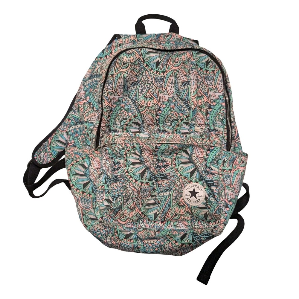 Converse Chuck Taylor All Star Backpack Black Multi Pocket School‎ Bag Geometric
